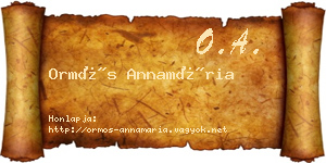 Ormós Annamária névjegykártya